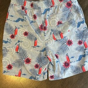 Vineyard Vines Kids Floral Surfboard Shorts - Blue and Red